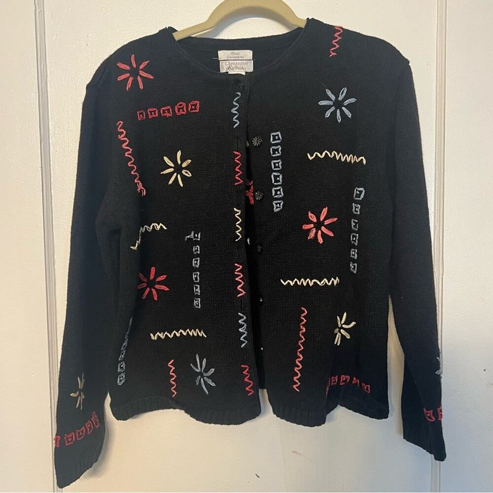 Christopher & Banks Vintage multicolor Hand Embroidered Sweater - Size Large